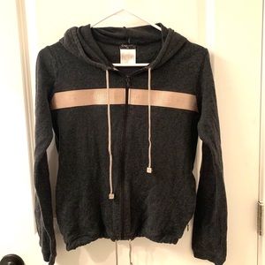 Chanel Gray Cotton/Cashmere Logo Drawstring Hoodie